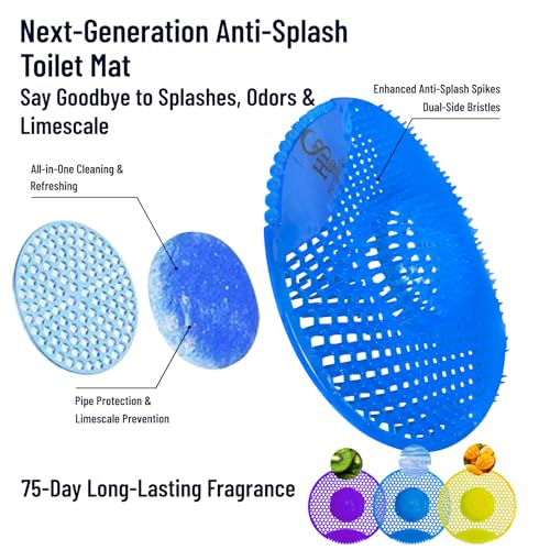 Urinal Screen Deodorizer 12 Pack,75-Day Fresh,Double-Sided Anti-Splash | Urinal Cakes,Anti-Splash & Anti-Clog,Ocean Breeze/Mango/Kiwi,Long-Lasting Freshness,Odor Control with Gloves for Men Bathroom